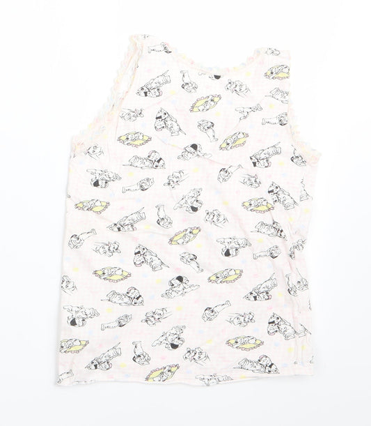 Preworn Girls Pink Animal Print Pyjama Top Size 7-8 Years - Dalmations