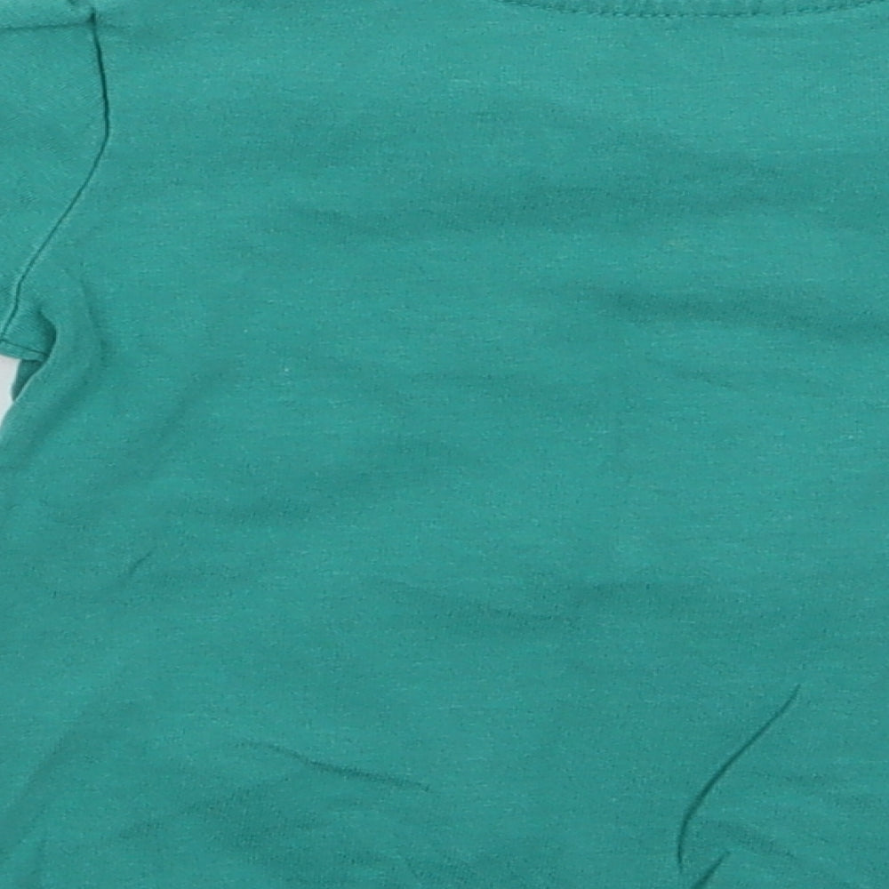 Brand and care label for George girls’ green animal print basic t-shirt, size 12-18, months - fa la la lama