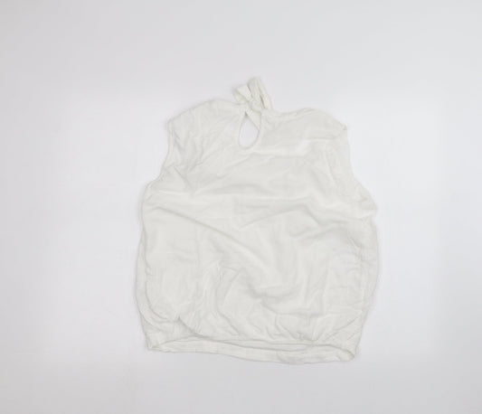 Womens UK Size L Preworn White Basic Blouse