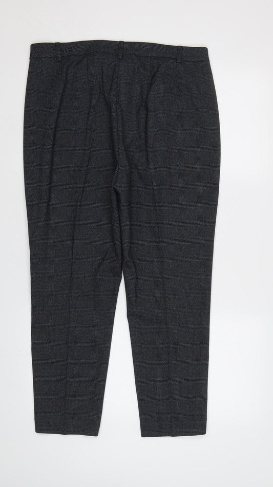 M&S Womens Gold Check Dress Pants Trousers Size 14 L28 in