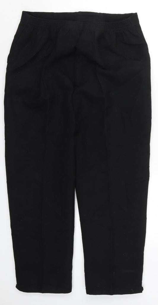 Womens UK Size 16 Preworn Regular Fit Black Trousers
