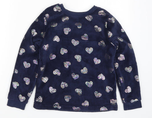 George Girls Blue Solid Top Pyjama Top Size 8-9 Years - Love Hearts