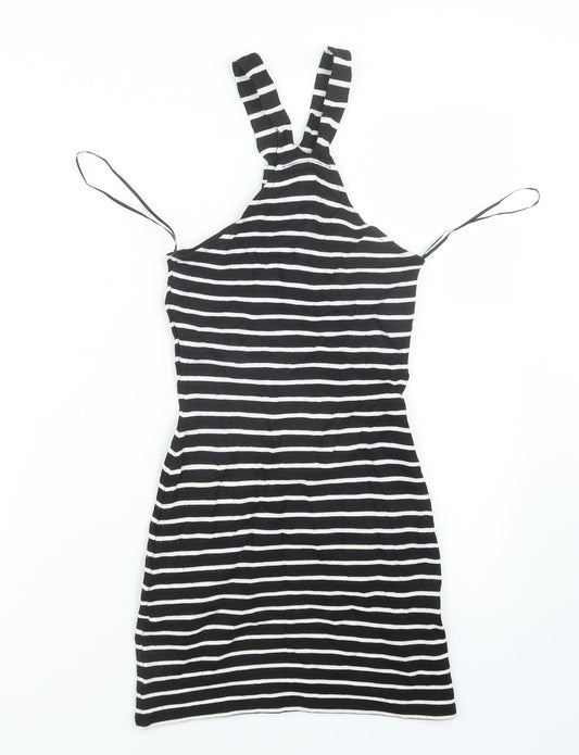 Topshop Womens Black Striped Mini Size 4