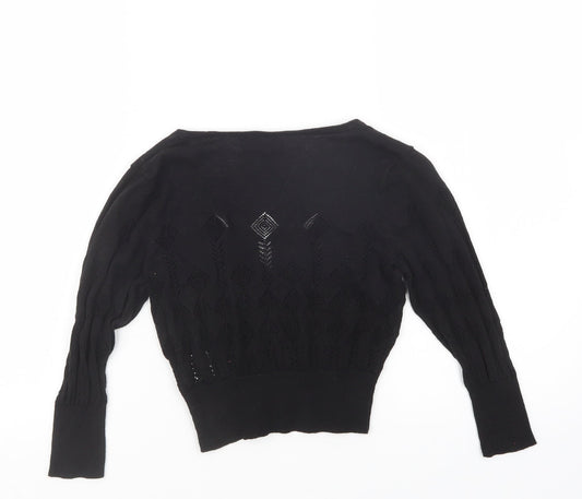 ICHI Womens Black Knit Cape Jumper Size XS