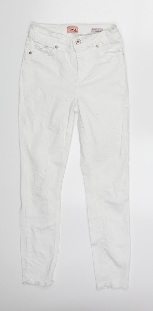Additional front view of Only women’s white denim skinny jeans, size UK 24, in, 25-inch leg