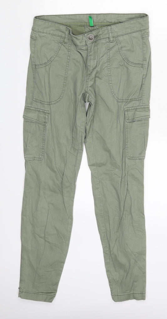 Womens UK Size 10 United Colors of Benetton Slim Fit Skinny Green Jeans