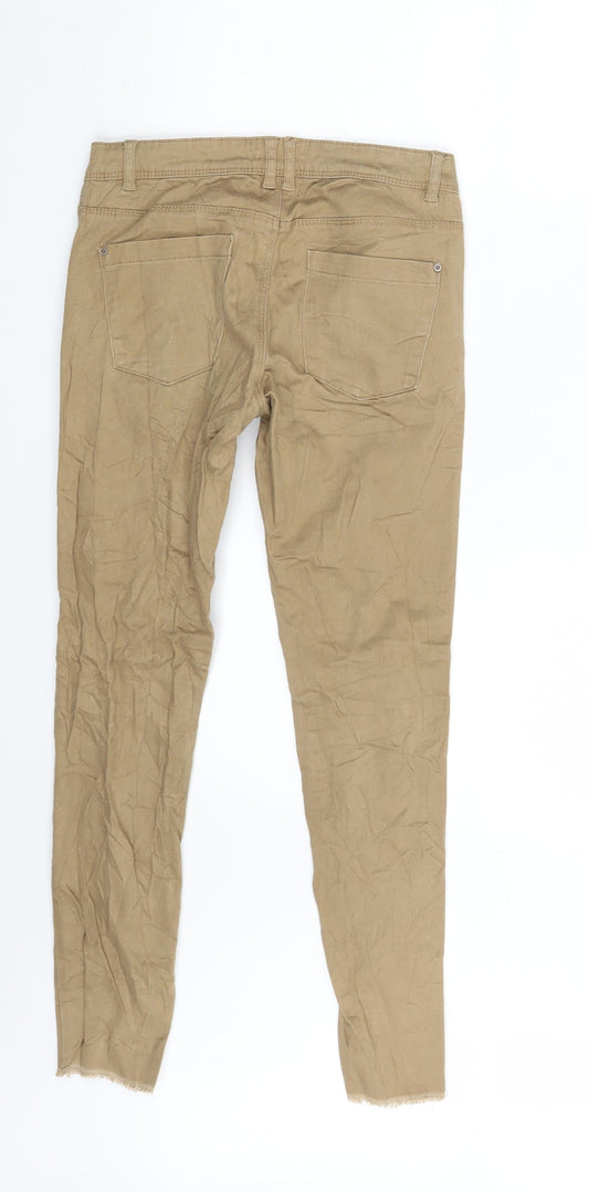 Womens UK Size XS Cropp Slim Fit Skinny Beige Jeans