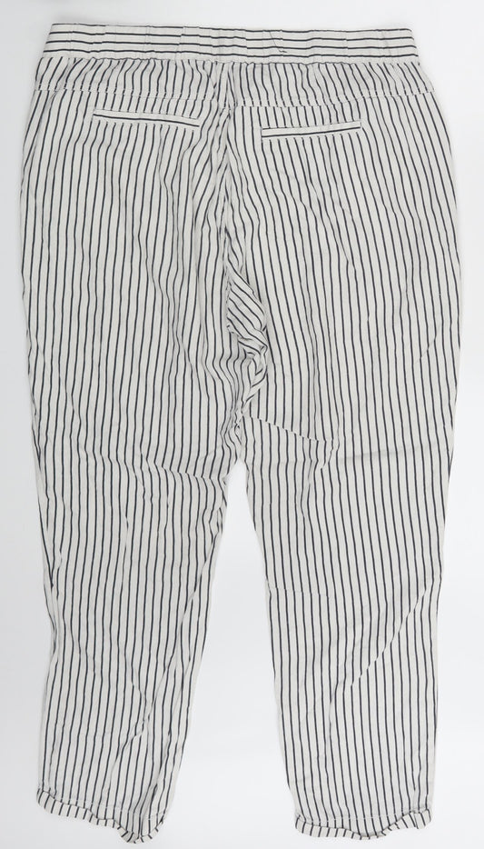 Takko Fashion Womens White Striped Sweatpants Trousers Size 36 in L29 in