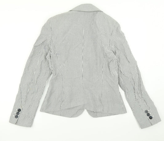 Elegance Womens Grey Striped Jacket Blazer Size 10
