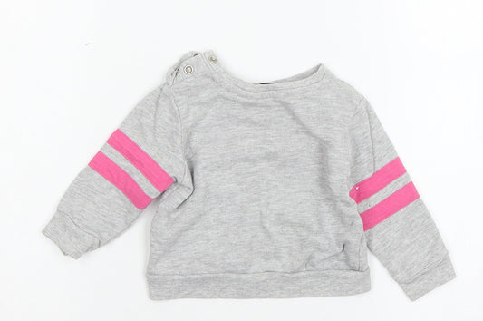 Very Girls Grey Striped Jersey Pullover Jumper Size 9-12 Months - Best Sister
