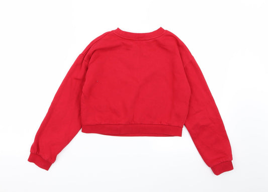 H&M Girls Red Pullover Jumper Size 9-10 Years
