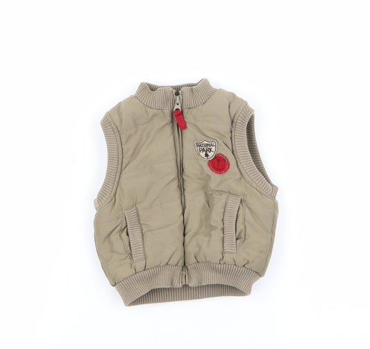 Additional front view of adams kids boys’ green gilet coat, size 6-9, months