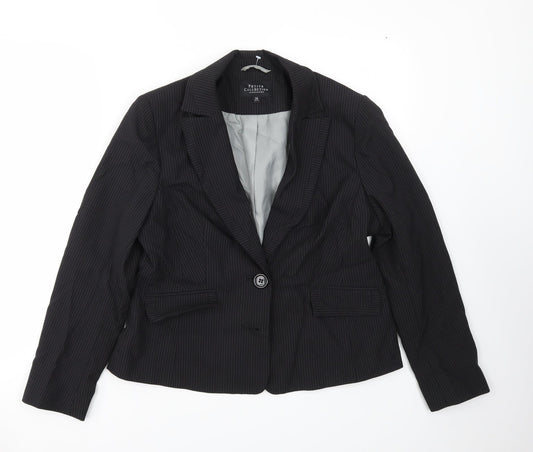 Debenhams Womens Black Striped Jacket Blazer Size 14
