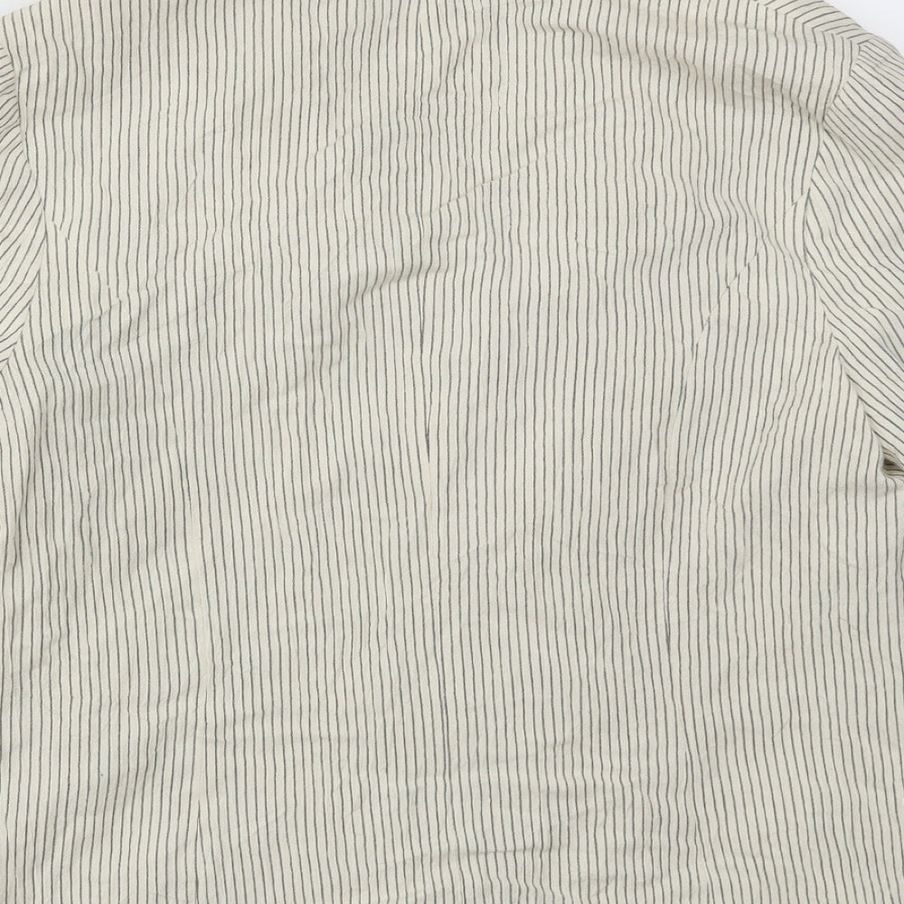 ISLE Womens Beige Striped Jacket Blazer Size 14