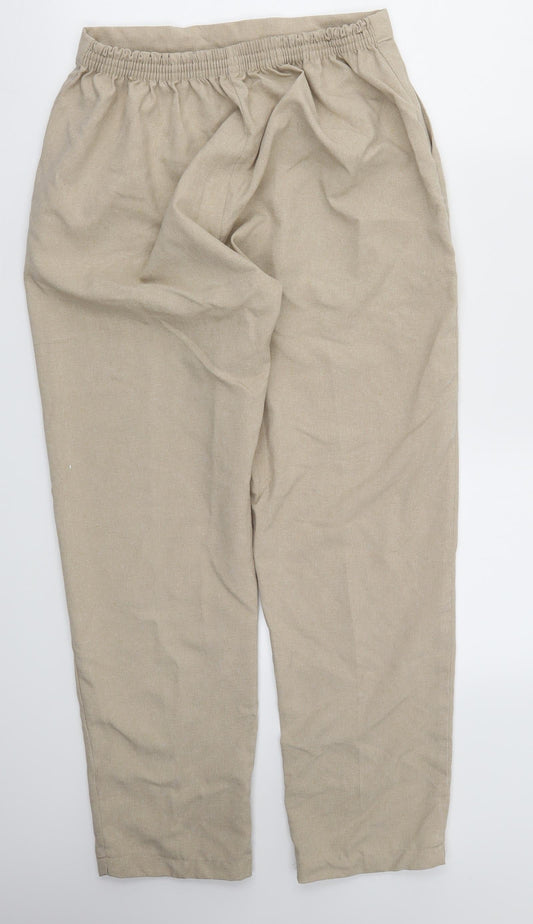 Preworn Womens Beige Trousers Size 14 L27 in - Stretch waistband