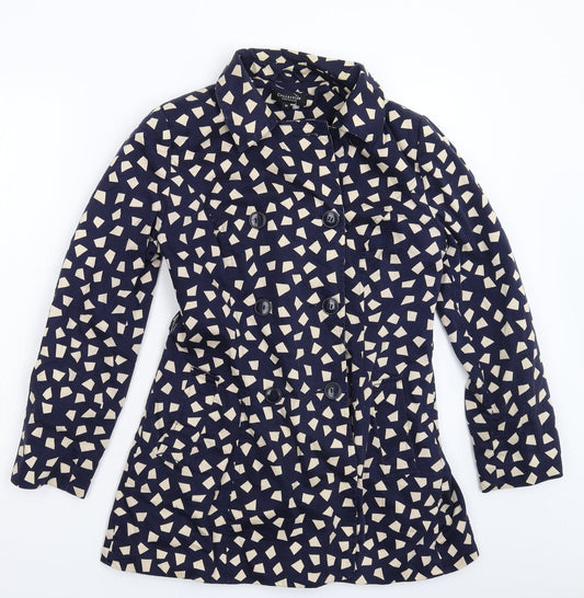Womens UK Size 10 Debenhams Blue Pea Coat