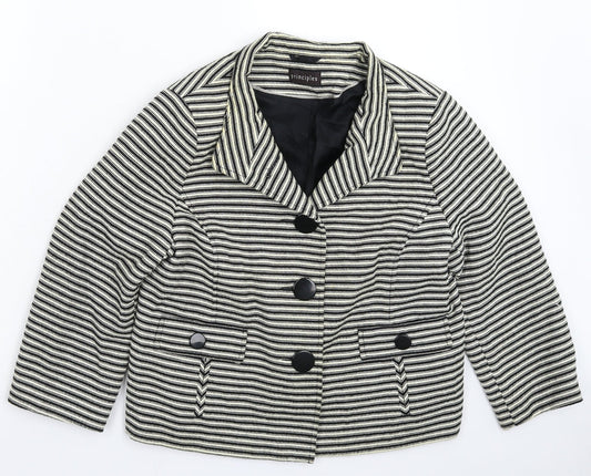 Additional front view of Principles women’s multicoloured striped jacket blazer, size UK 14