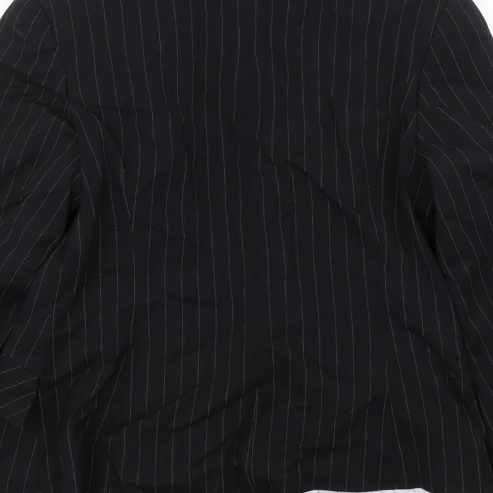 M&S Womens Black Striped Jacket Suit Size 14
