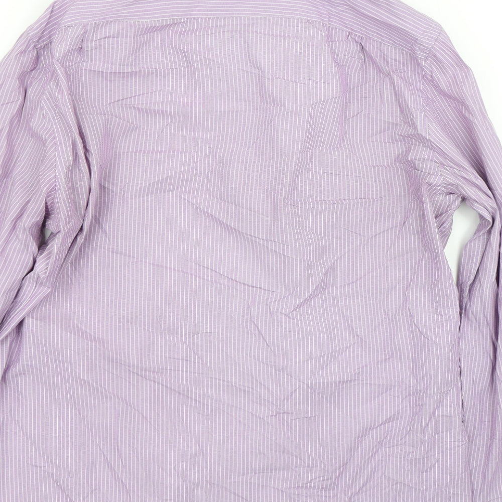 Tailor & cutter Mens Purple Striped Dress Shirt Size 16