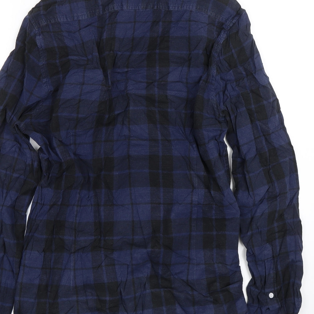 ASOS Mens Blue Check Button-Up Size M