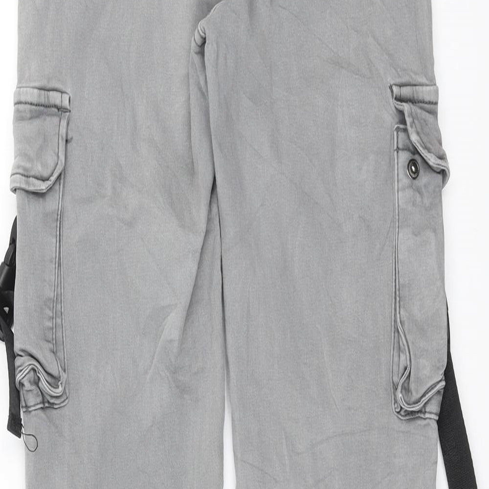 Womens UK Size L Preworn Slim Fit Capri Grey Jeans