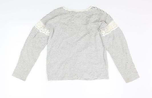 M&Co Girls White Striped Pullover Jumper Size 12-13 Years