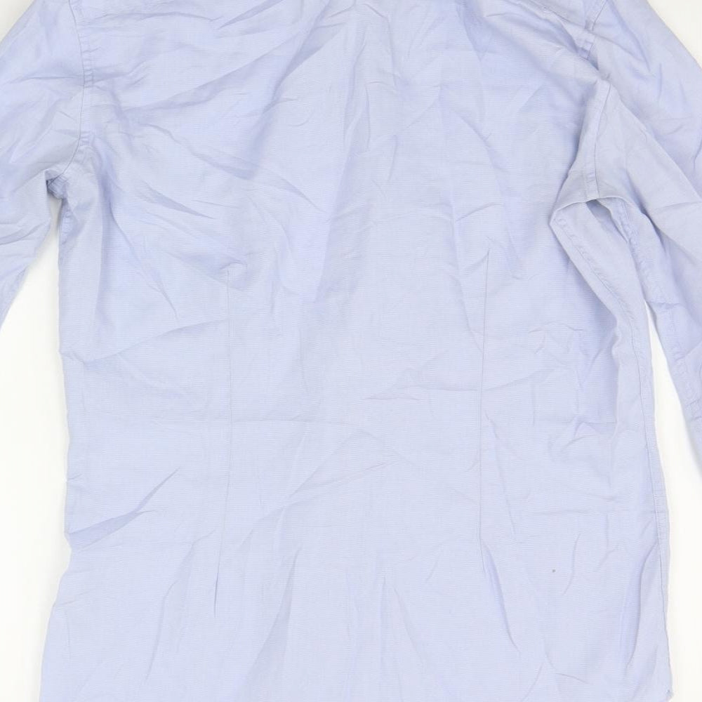 Mens UK Size 15 NEXT Blue Button-Up Long Sleeve Casual Shirt