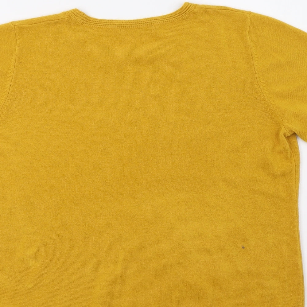 Marks and Spencer Womens Yellow Knit Basic T-Shirt Size 14