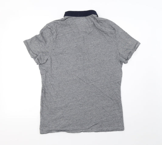 F&F Mens Black Geometric Polo Size L