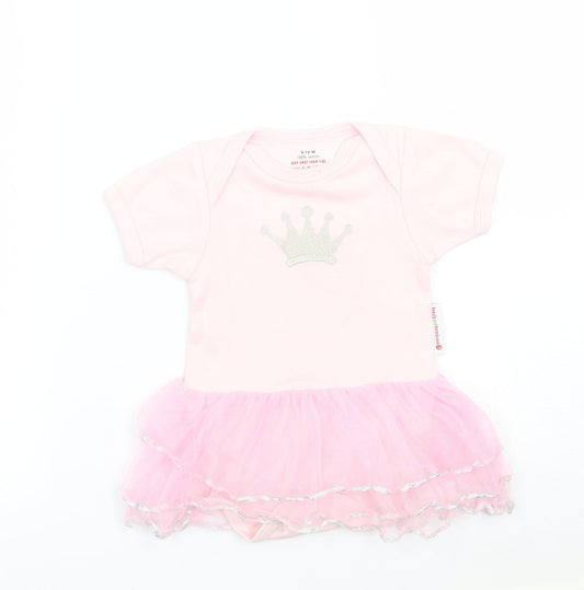 Beauty And The Bib Girls Pink Babygrow One-Piece Size 6-9 Months