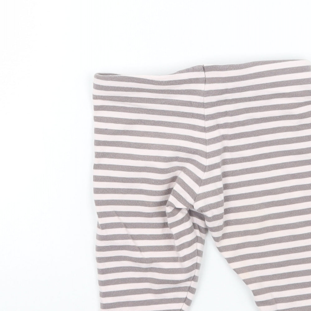 Brand and care label for Next Baby Pink Striped sweatpants, size 3-6, Months
