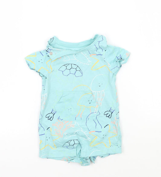 Marks and Spencer Baby Blue Geometric Babygrow One-Piece Size 0-3 Months