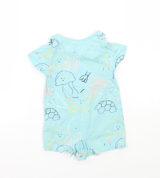 Marks and Spencer Baby Blue Geometric Babygrow One-Piece Size 0-3 Months