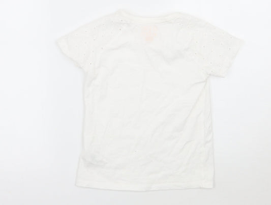 F&F Girls White Basic T-Shirt Size 6 Years