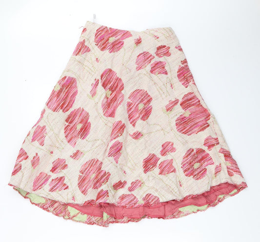White Edition Womens Pink Floral Flare Skirt Size 12