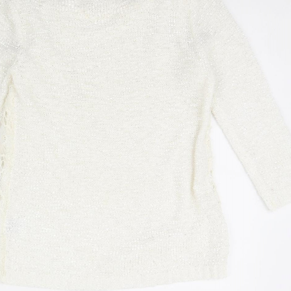 Dixie Womens White Pullover Jumper Size S