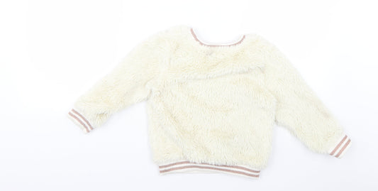 John Lewis Girls White Pullover Jumper Size 4 Years