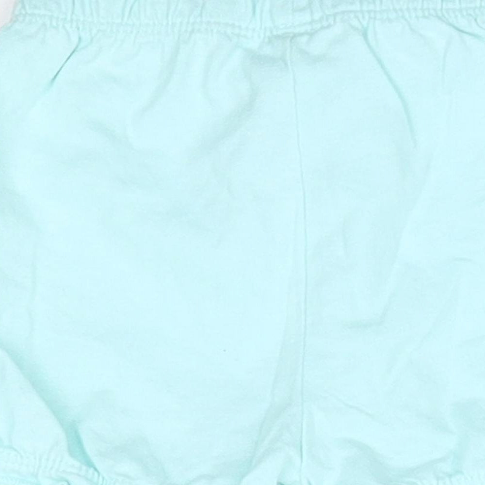 Brand and care label for George girls’ blue trousers, size 0-3, months - shorts