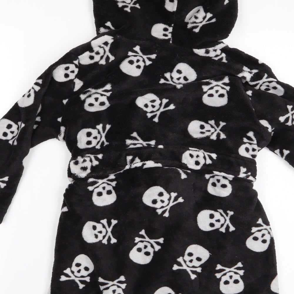Brand and care label for Bluezo boys’ black gown, size 5-6, years - skull & crossbone print