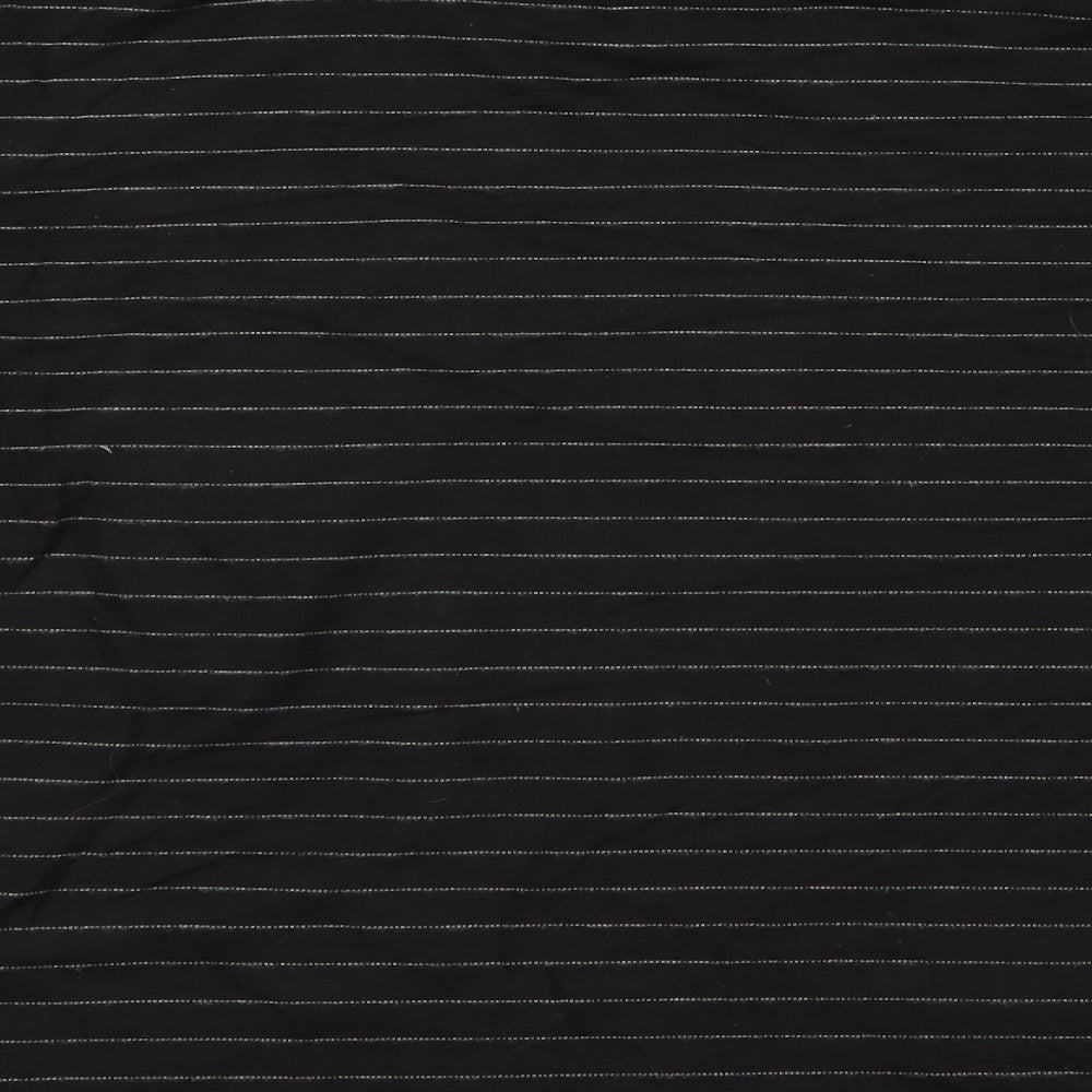 Primark Womens Black Striped Pullover Jumper Size 2 - Deep Cuff Turnover