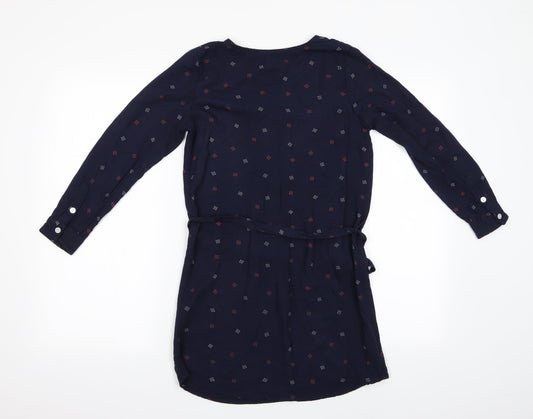 La Redoute Girls Blue Geometric Shirt Dress Size 10 Years