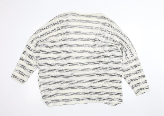 Atmosphere Womens White Striped Cardigan Jumper Size L