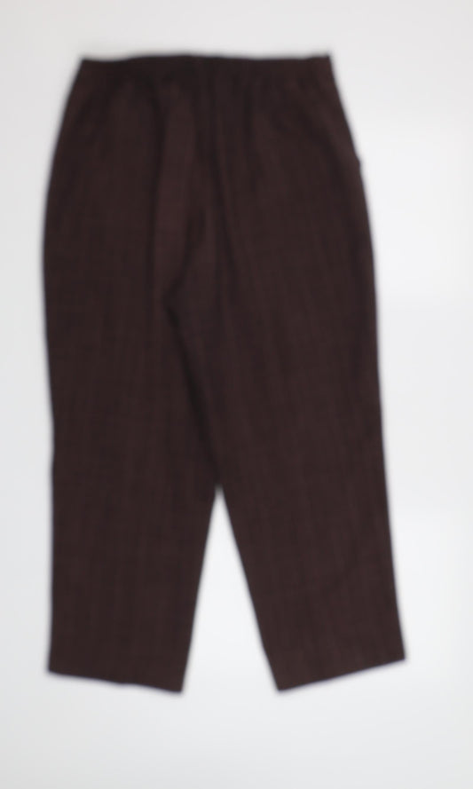 BM Womens Purple Check Trousers Size 16 L25 in - Elastic Waist Band