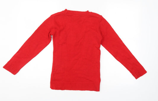 Globals Womens Red Pullover Jumper Size S - christmas jumper