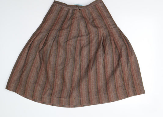 Womens UK Size 14 Preworn Pleated Tweed Skirt