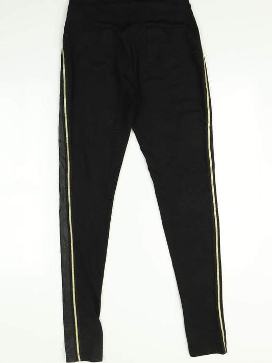 Spirit Womens Black Striped Leggings Size M L31 in