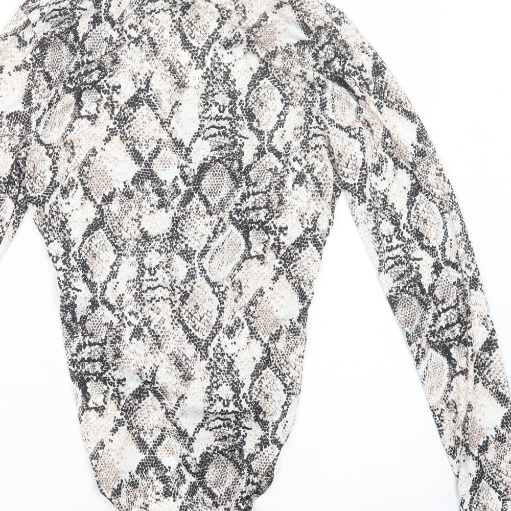 Primark Womens Beige Animal Print Bodysuit One-Piece Size 6