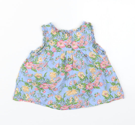 NEXT Girls Blue Fair Isle Basic T-Shirt Size 6-9 Months