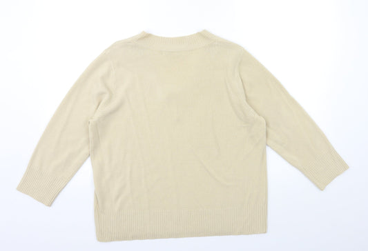 George Womens Beige Knit Pullover Jumper Size 16