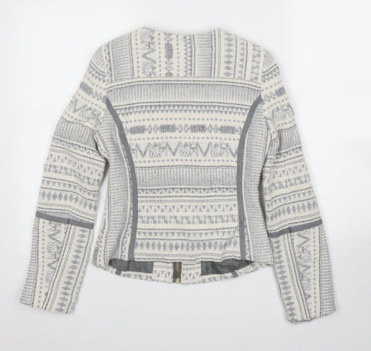 H&M Womens White Geometric Jacket Size XS